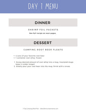 Load image into Gallery viewer, 7 Day Family Camping Meal Plan