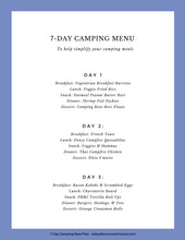 Load image into Gallery viewer, 7 Day Family Camping Meal Plan