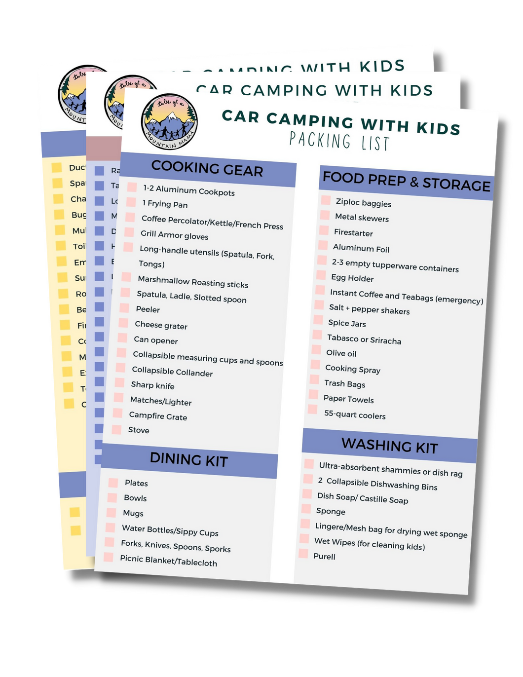 Car Camping Family Packing Lists